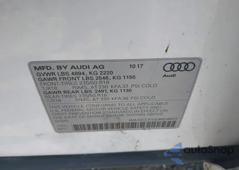 2018 Audi Q3 2.0T Premium/2.0T Sport Premium из США, поврежденный, VIN WA1ECCFS3JR016577